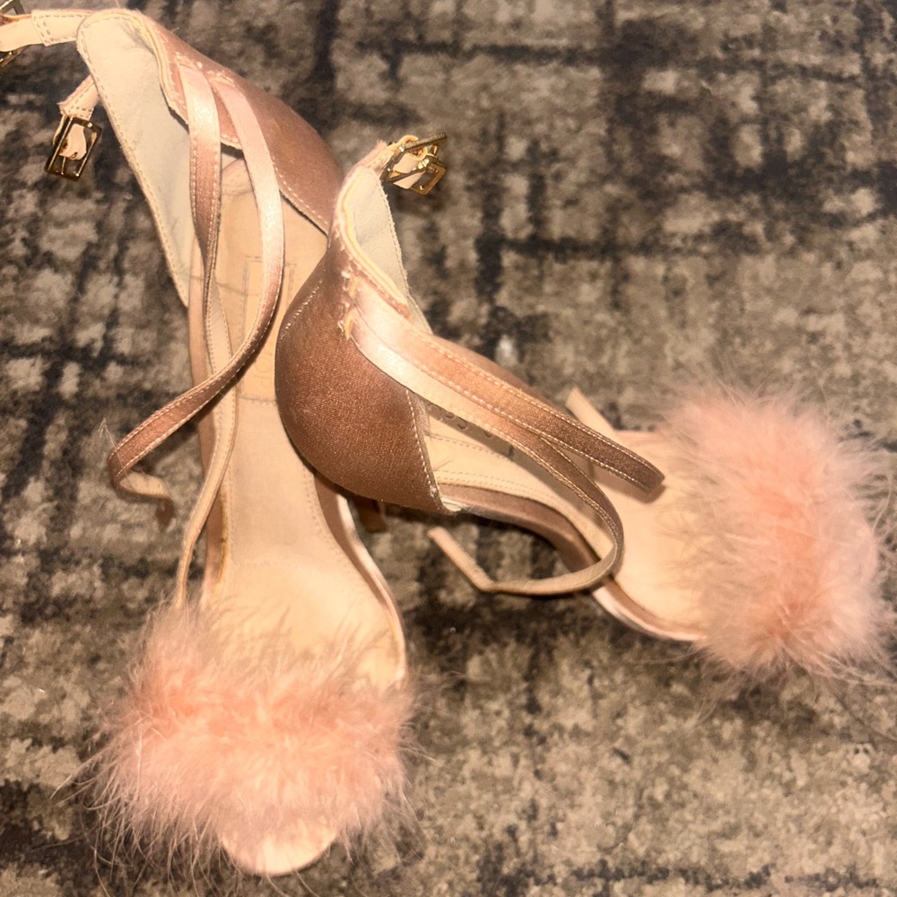 Topshop Pink Feathered Women's Heels - Picture 2 of 3